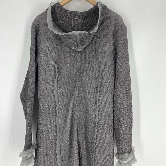 Y2K Lucy's Silk Cardigan Size Large Maxi Duster Goth Ruffle Witchy Whimsigoth - Picture 8 of 10